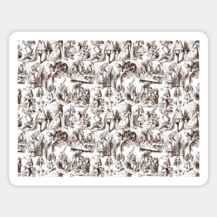 Alice in Wonderland | Toile de Jouy Pattern | Brown and White | Magnet